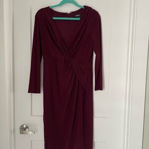 DKNY Long Sleeve Wine Dress